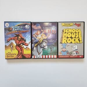 Educational DVDs Lot Homeschool Liberty's Kids Carmen SanDiego School House Rock